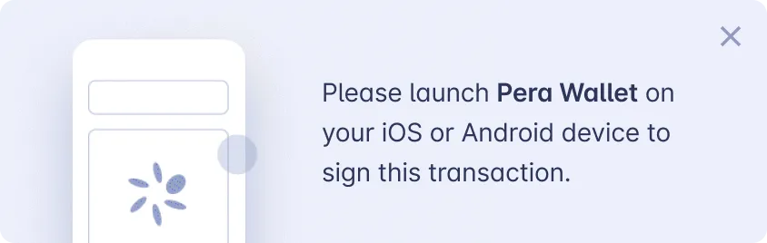 Sign transaction guidance toast shown in Pera Wallet